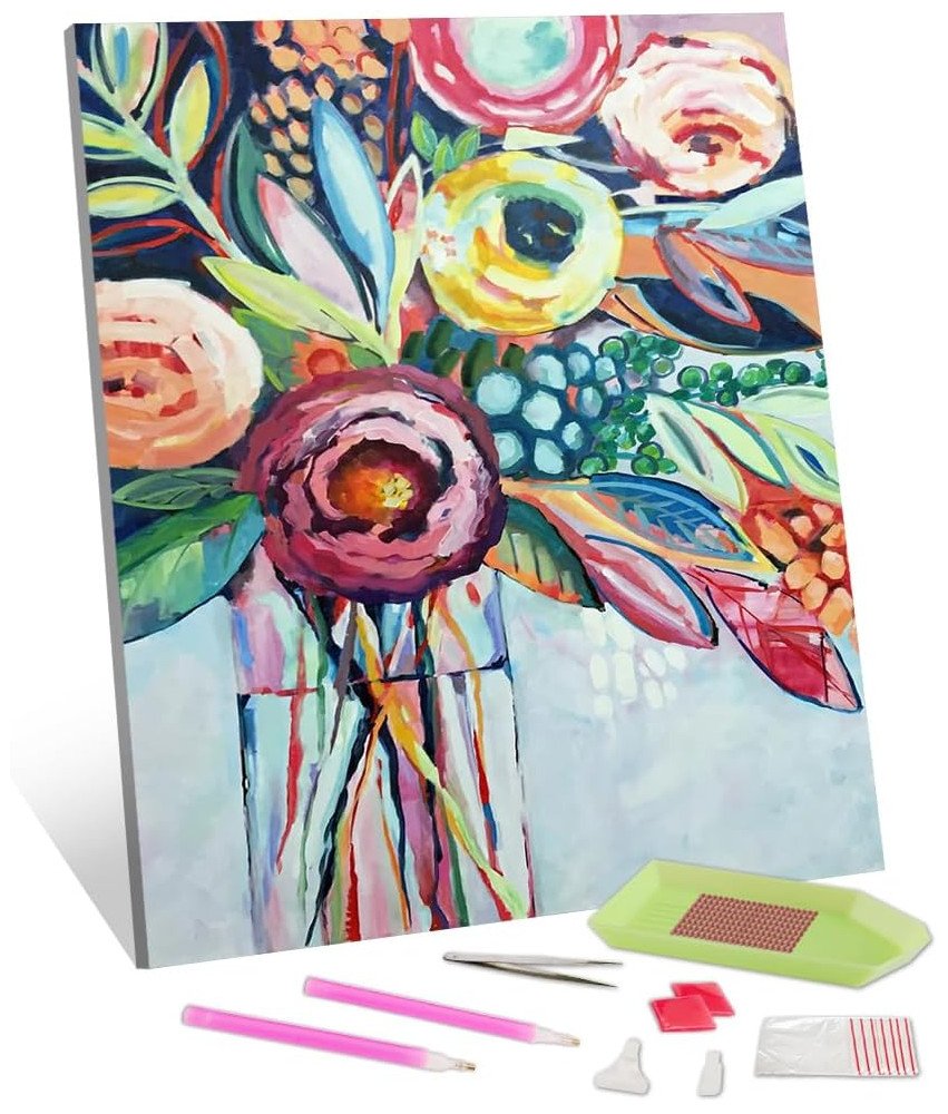 Zestaw do Malowania Diamentami TISHIRON 5D Abstrakcyjne Kwiaty 30x45cm