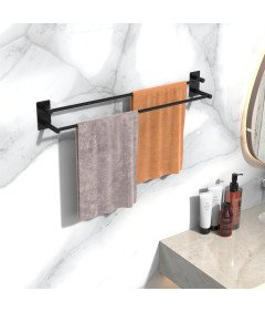 Eleganten črni dvotirni robnik za brisače - idealen za vsako kopalnico!