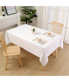 Laneni prt za mizo, pralen in nepremočljiv bel 140x200cm Odporen na madeže