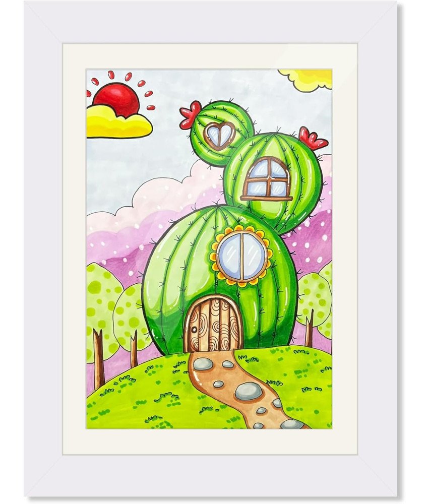 Ramka na Zdjęcia Rysunki Dzieci A4 Drewniana Biała 24 x 32.8 cm