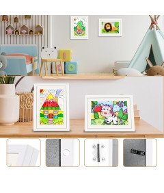 Ramka na Zdjęcia Rysunki Dzieci A4 Drewniana Biała 24 x 32.8 cm