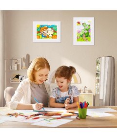 Ramka na Zdjęcia Rysunki Dzieci A4 Drewniana Biała 24 x 32.8 cm