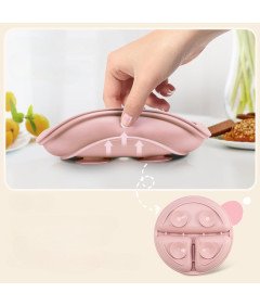 NesriToy Silikonski otroški krožniki s priseskom in pokrovom 2 kosa