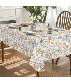 Horaldaily Namizni prt z modrimi in oranžnimi listi 130 cm x 220 cm