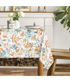 Horaldaily Namizni prt z modrimi in oranžnimi listi 130 cm x 220 cm