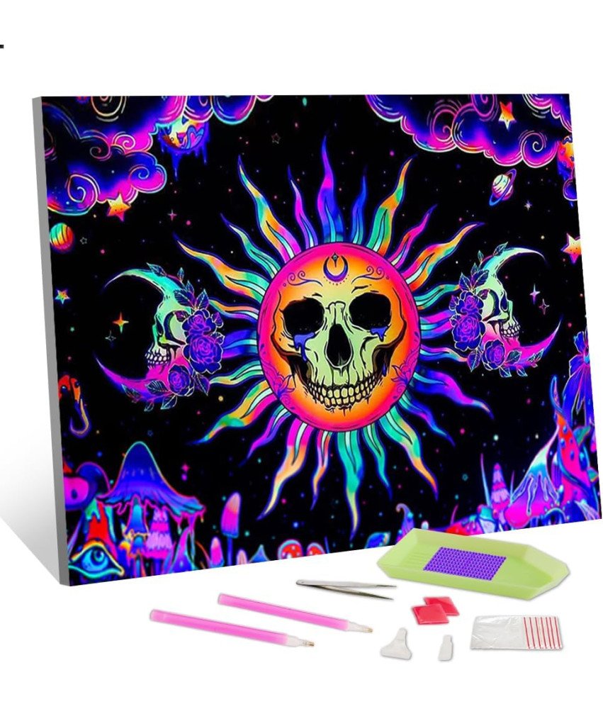 Haft Diamentowy 5D Malowanie Diamentami Czaszka 30x40 cm