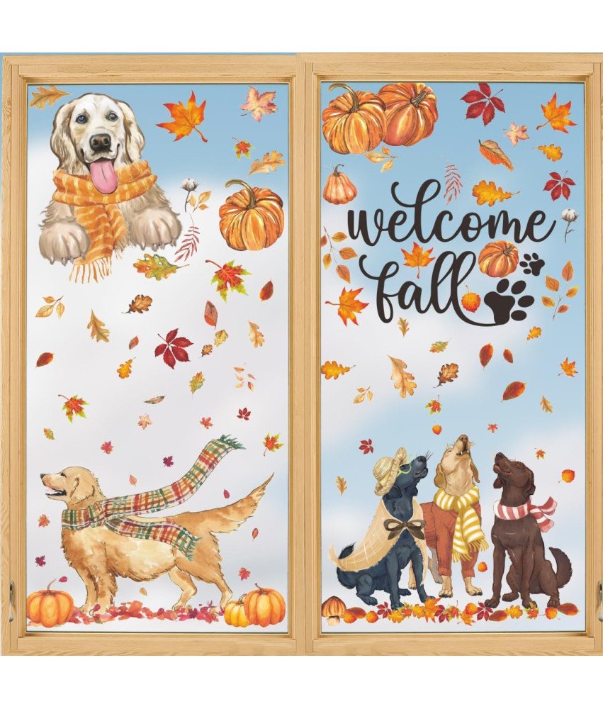 Horaldaily Jesenske okenske nalepke Set 77 kosov