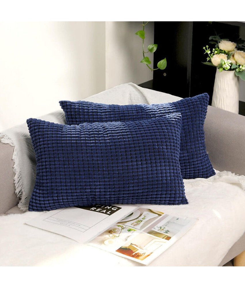 Zestaw 2 Poszewek na Poduszki Dekoracyjne 45 cm x 60 cm Niebieskie