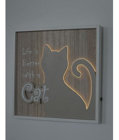 SEINHIJO 3D Cat Wall Art LED Light 40cm stenska dekoracija