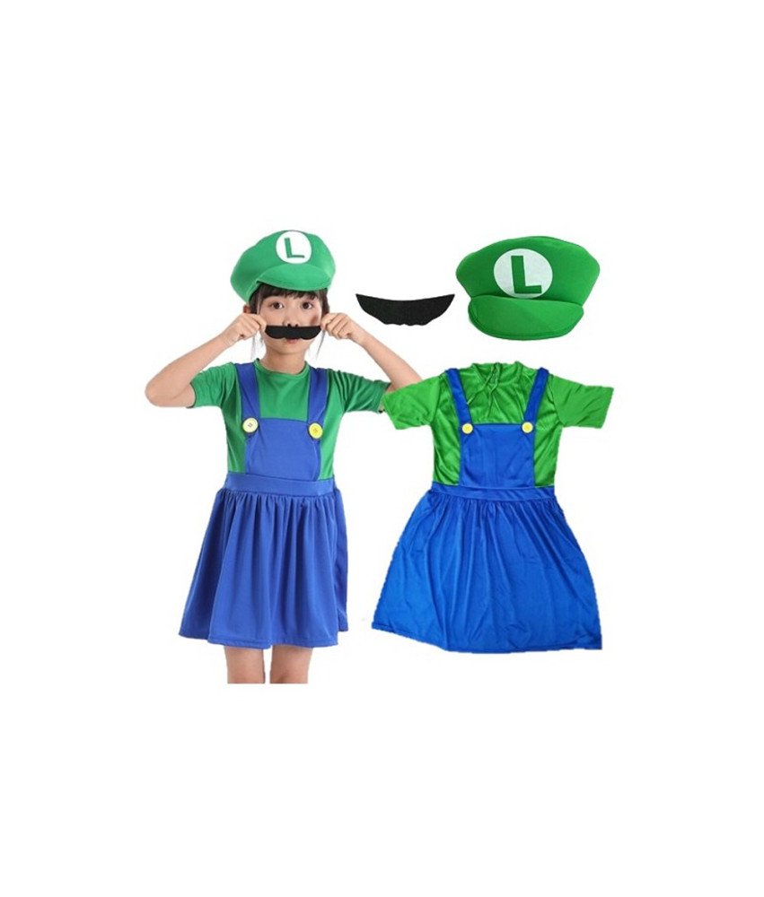 Luigi Super Mario Bros kostum Zelena obleka Velikost S 98-103 cm