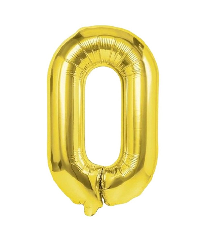 Foliowy Balon Cyfra 0 Urodziny Rocznica Złoty 80 cm