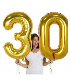 Foliowy Balon Cyfra 0 Urodziny Rocznica Złoty 80 cm