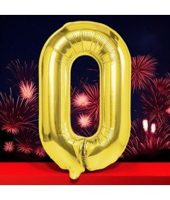 Foliowy Balon Cyfra 0 Urodziny Rocznica Złoty 80 cm