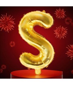 Foil balon pismo S rojstni dan obletnica zlato 40 cm