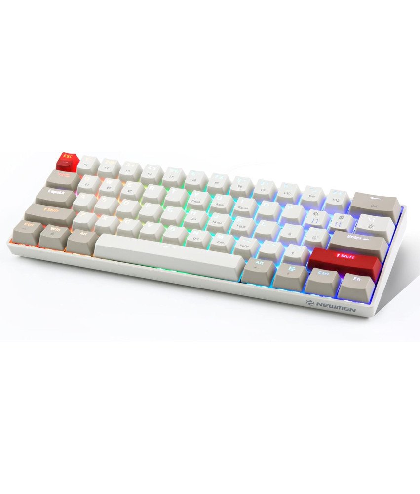MECHANIČNA IGRA BELA KLAVITURA TIPKOVNICA NEWMEN GM610 RGB 60% BLUETOOTH USB
