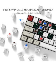 MECHANIČNA IGRA BELA KLAVITURA TIPKOVNICA NEWMEN GM610 RGB 60% BLUETOOTH USB