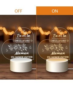 Nočna luč LED v obliki srca Darilo za mamo Napis v francoščini