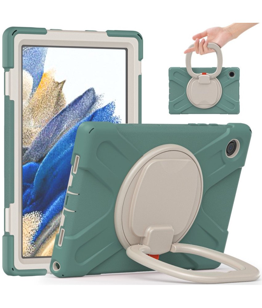 Ohišje za iPad 9/8/7 10,2" oklepljeno z vrtljivim stojalom zeleno