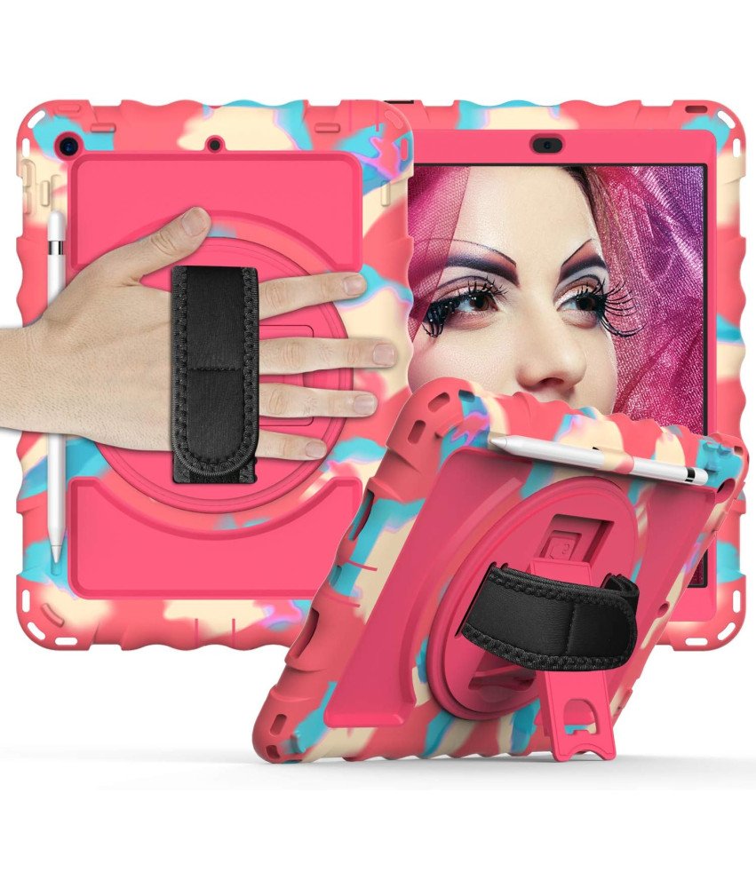 Etui do iPad 6/5/Pro 9.7" z Podstawką i Paskiem na Ramię Różowe