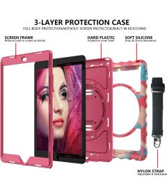 Etui do iPad 6/5/Pro 9.7" z Podstawką i Paskiem na Ramię Różowe