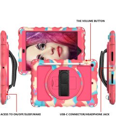 Etui do iPad 6/5/Pro 9.7" z Podstawką i Paskiem na Ramię Różowe