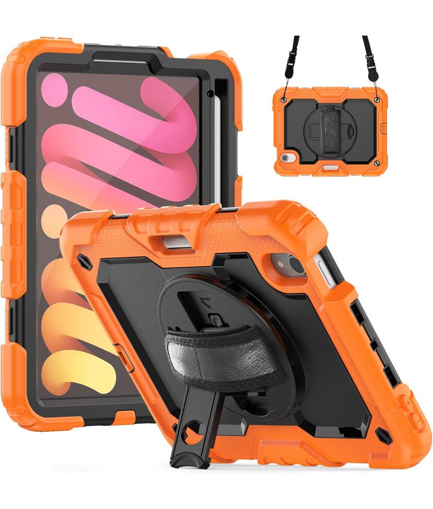 Etui do iPad Mini 6 8.3” z Podstawką i Paskiem na Ramię Pomarańczowe