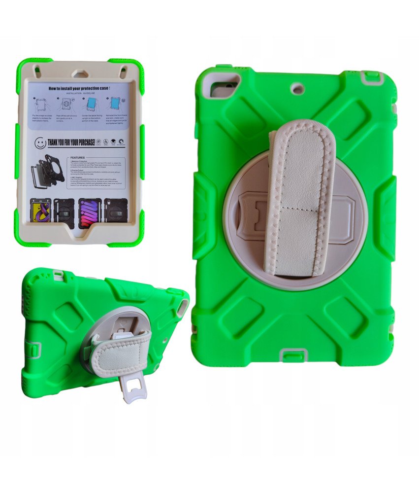 Ohišje za iPad 9/8/7 10,2" oklepljeno z vrtljivim stojalom zeleno