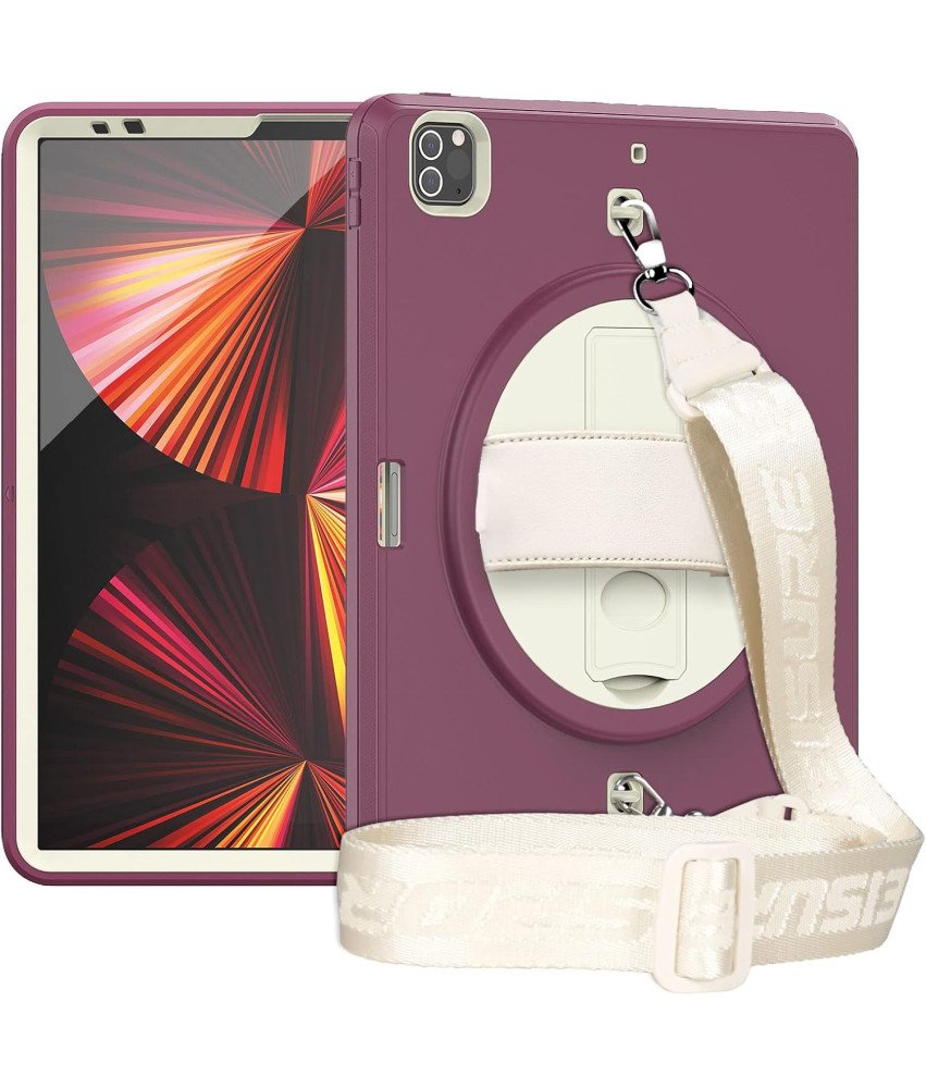 Etui do iPad Pro 11/Air 5/4 z Podstawką i Paskiem na Ramię Bordowe