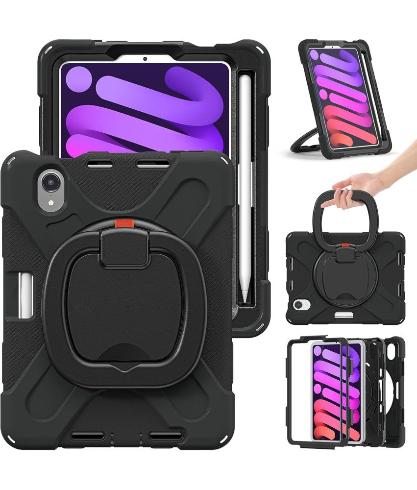 Ohišje za iPad Mini 6 8,3" Vrtljivo stojalo in držalo za pisalo Black