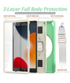 Etui do iPad 6/5 9.7" z Podstawką i Paskiem na Ramię Zielone