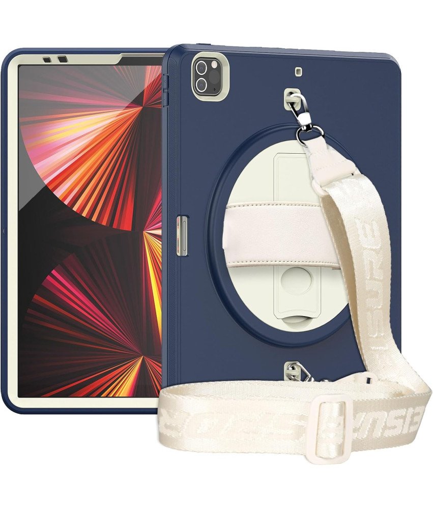 Ohišje za iPad Pro 5/4/3 12,9" s stojalom in naramnim pasom mornarsko modro