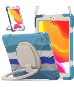 Etui do iPad 9/8/7 10.2" z Podstawką i Paskiem na Ramię Niebieskie