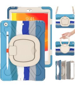 Etui do iPad 9/8/7 10.2" z Podstawką i Paskiem na Ramię Niebieskie
