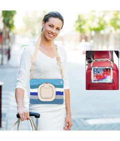 Etui do iPad 9/8/7 10.2" z Podstawką i Paskiem na Ramię Niebieskie