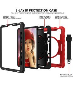 Etui do iPad 3/2/1/Pro 11" z Podstawką i Paskiem na Ramię Czerwone