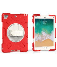 Ohišje za iPad 9/8/7 10,2" oklepljeno z vrtljivim stojalom rdeče barve