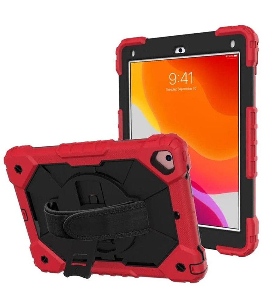 Ohišje za iPad 9/8/7 10,2" s stojalom in naramnico Rdeče