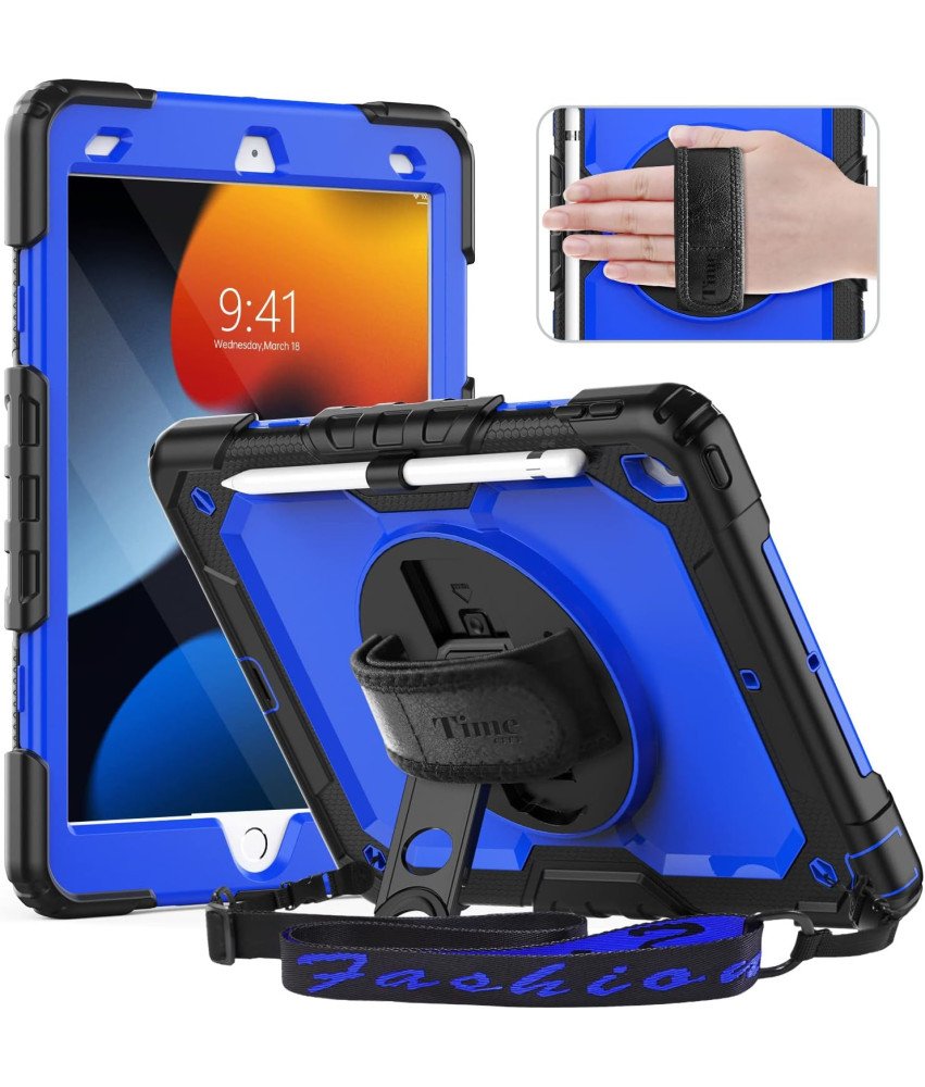 Etui do iPad 9/8/7 10.2” z Podstawką i Paskiem na Ramię Niebieskie