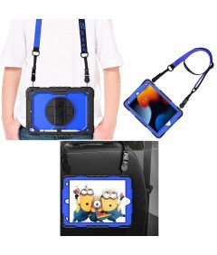 Ohišje za iPad 9/8/7 10,2" s stojalom in naramnico Modro