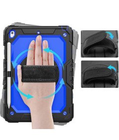 Etui do iPad 9/8/7 10.2” z Podstawką i Paskiem na Ramię Niebieskie