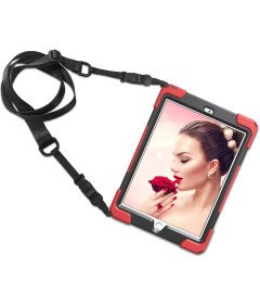 Etui do iPad 2/3/4 z Podstawką i Paskiem na Ramię Czerwone