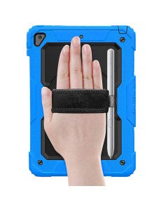Etui do iPad 9.7" 2018/2017 z Podstawką i Paskiem na Ramię Niebieskie