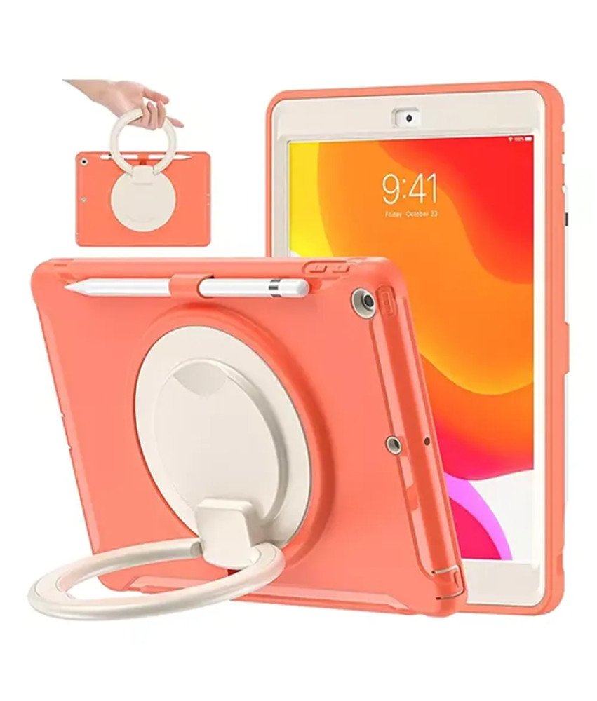 Ohišje za iPad 9/8/7 10.2 z vrtljivim stojalom in držalom za pisalo Oranžna