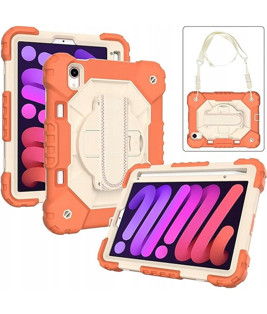 Etui do iPad Mini 6 8,3” z Podstawką i Paskiem na Ramię Pomarańczowe