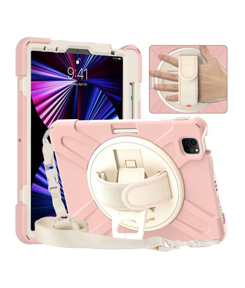 Etui do iPad Pro 3/2/1 11” z Podstawką i Paskiem na Ramię Różowe