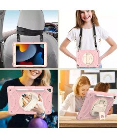 Etui do iPad 9/8/7 10.2" z Podstawką i Paskiem na Ramię Różowe