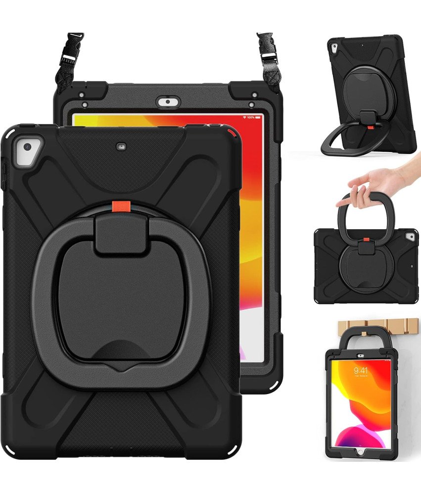 Ohišje za iPad 8/7 10,2" s stojalom in ramenskim pasom črno