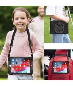 Ohišje za iPad 8/7 10,2" s stojalom in ramenskim pasom črno