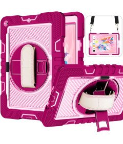 Etui do iPad 9/8/7 10.2" z Podstawką i Paskiem na Ramię Różowe