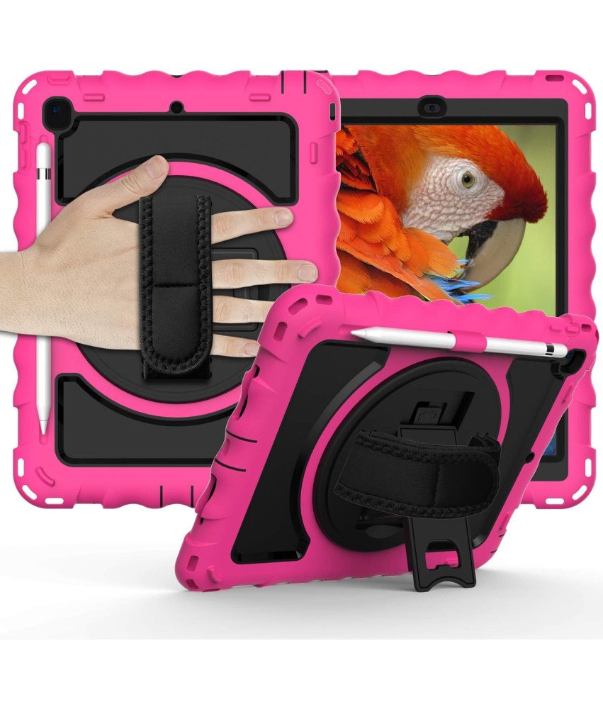 Etui do iPad 6/5/Pro 9.7" z Podstawką i Paskiem na Ramię Różowe
